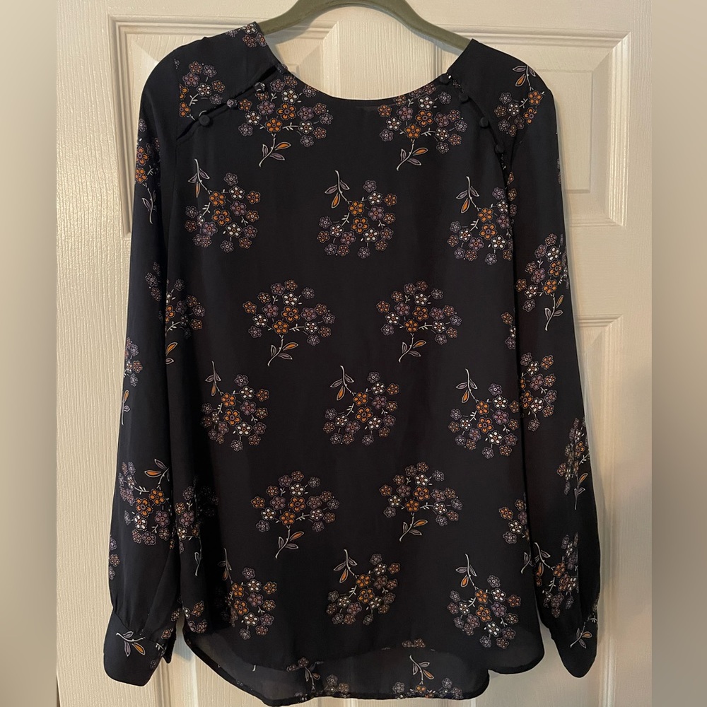 Loft Navy floral Long Sleeve top